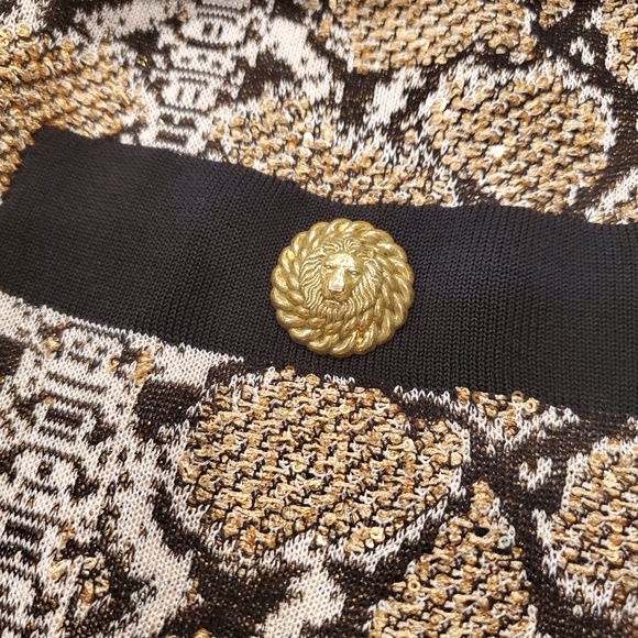 NWT$2,890 Balmain Sequined Python Print  Cardigan Top Sweater Sz FR42 (US Large) - Picture 6 of 15